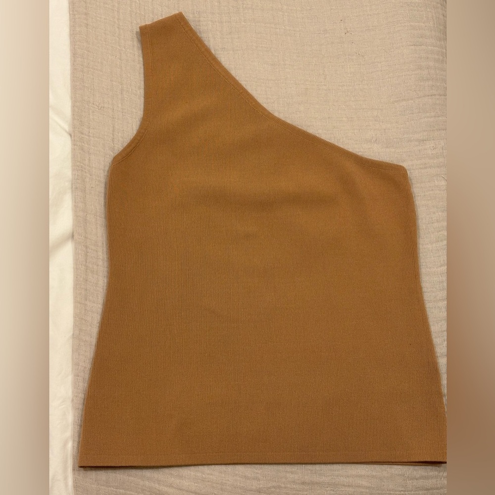 One Shoulder Tan/Brown Top